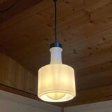 Wide staff luchten pendant lamp in glass and metal, germany, 1980s