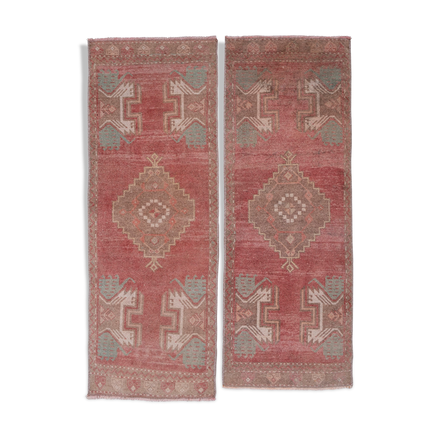 Set of 2 turkish carpets, 1970s, 47 x 126 - 47 x 128 cm