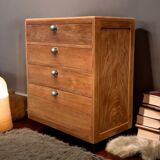 Vintage chest of drawers in solid raw wood from 1950