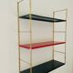 Modular vintage wall shelf, black and red metal circa 1960s