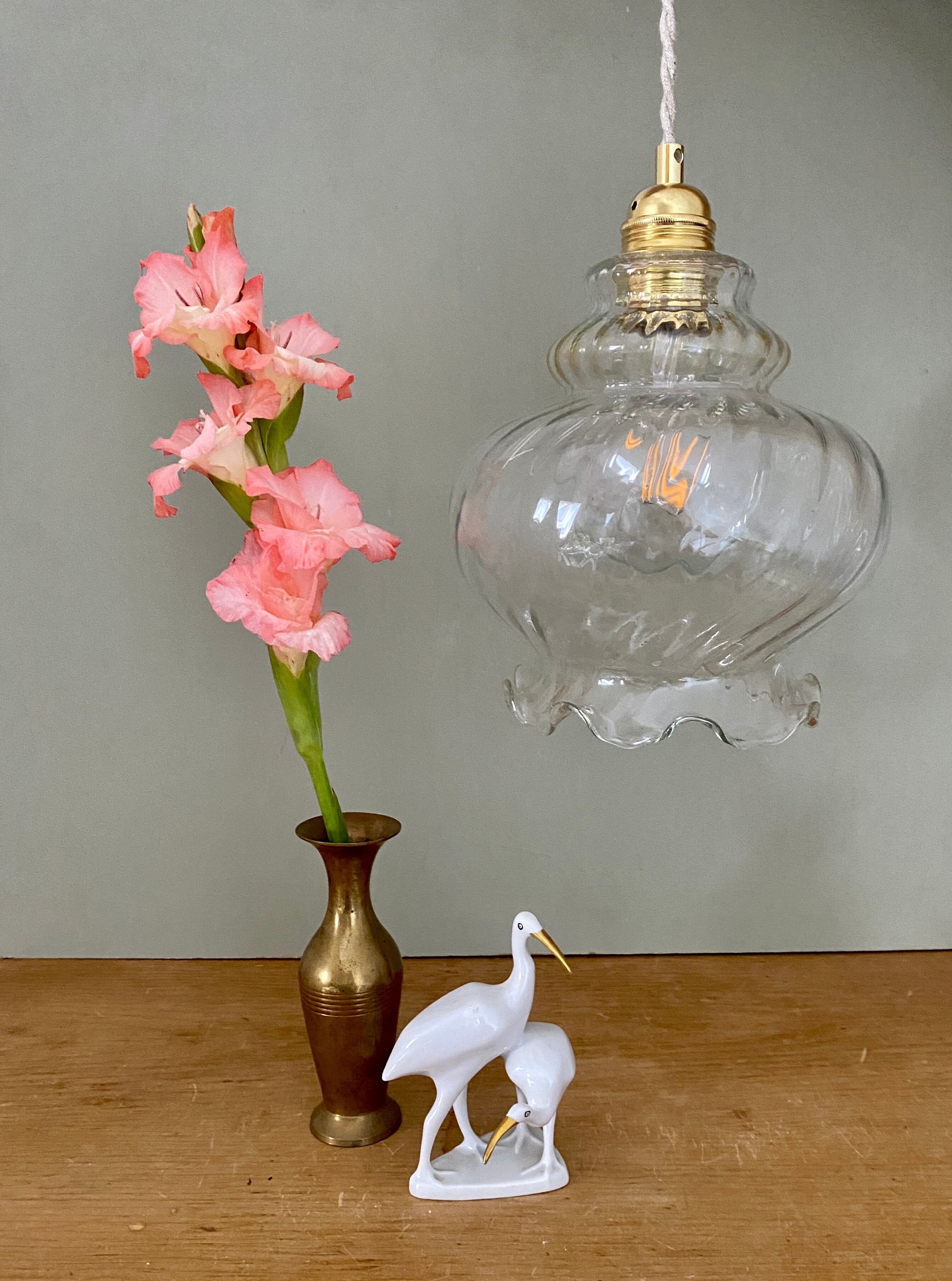 Vintage glass globe pendant lamp