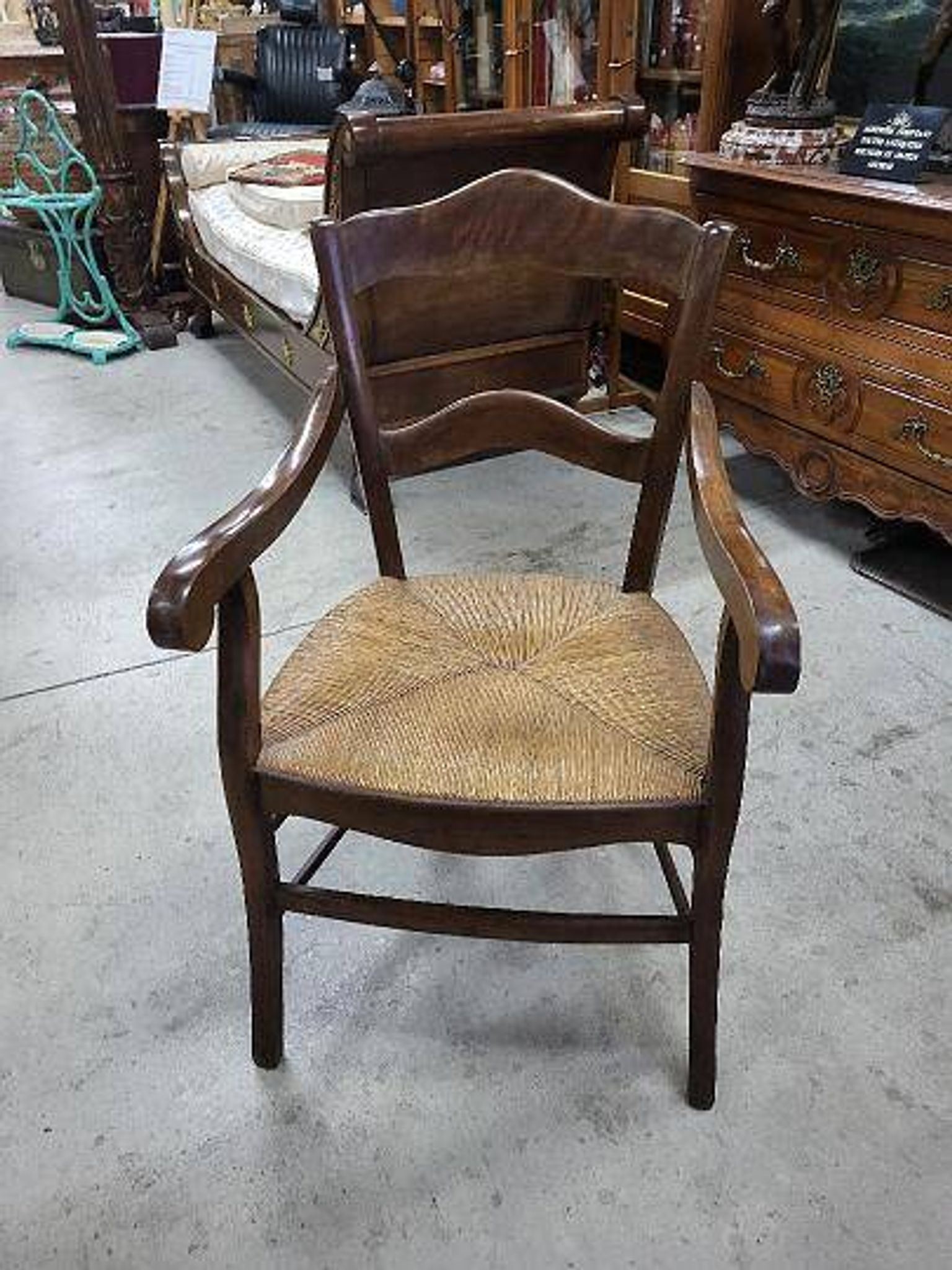 Old 19th century walnut straw armchair n° 2