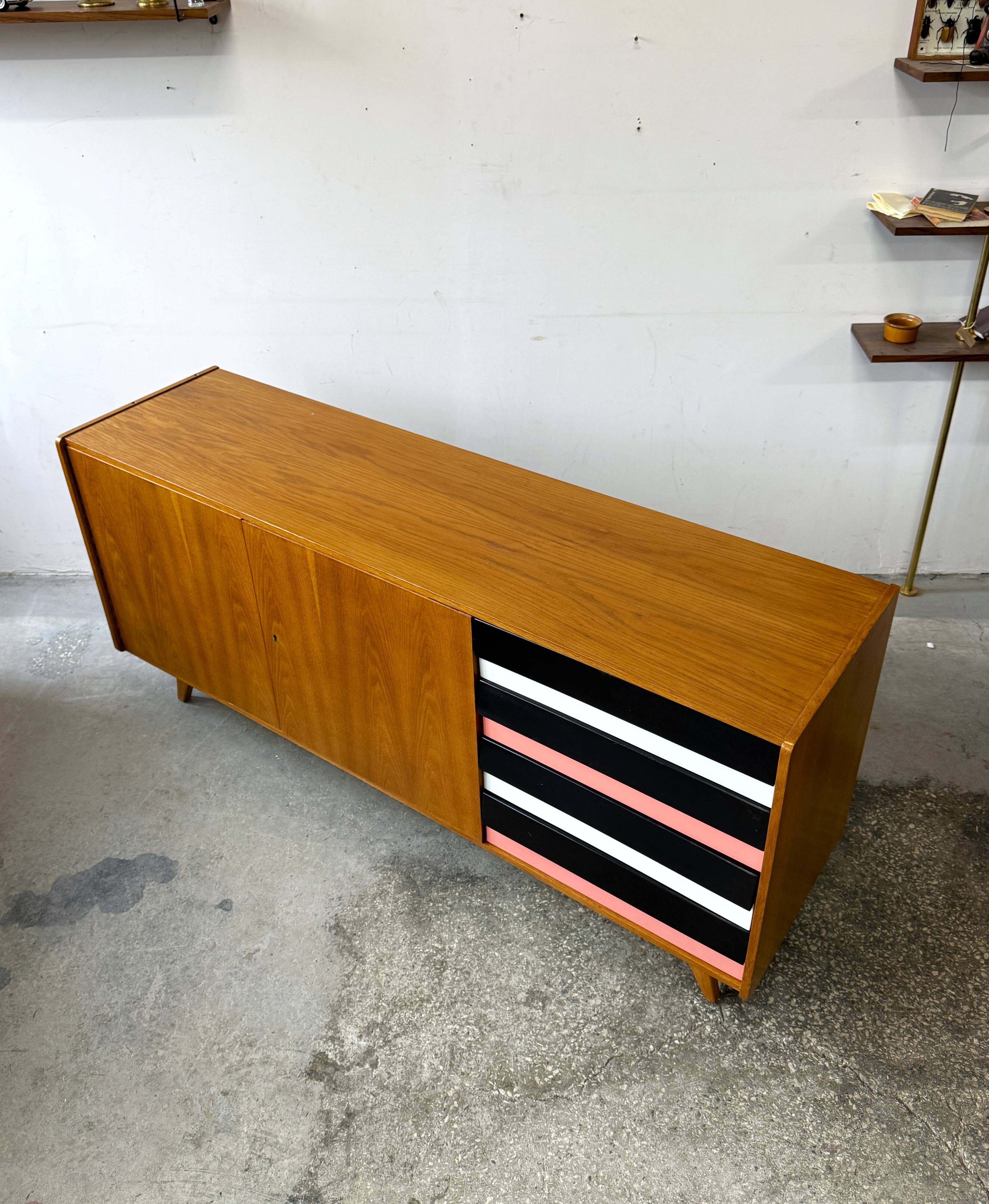 Czechoslovakian sideboard cabinet, J. Jiroutek, vintage design, prl