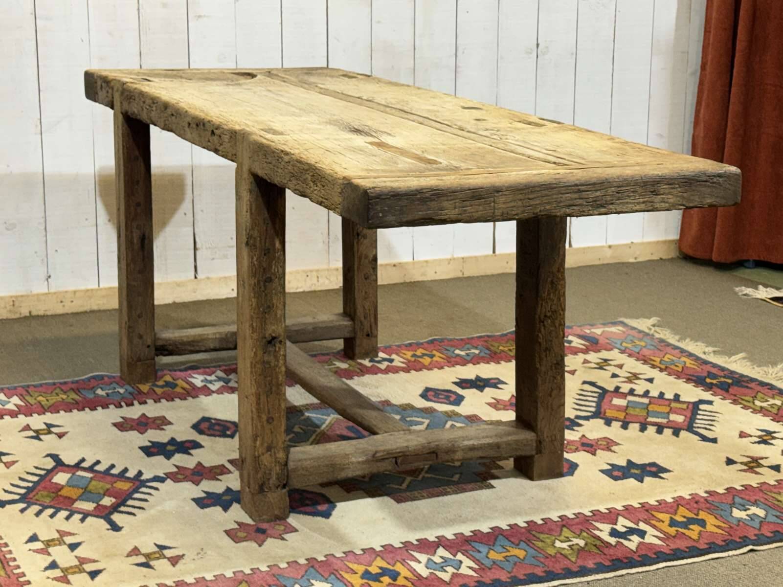 Console - raw oak carpenter's table from the 1930s