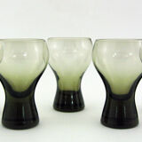 5 cocktail glasses in brown smoked glass - Luminarc verrerie d'Arques France - vintage 70s