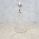 Antique small crystal and solid silver carafe