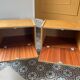 Paire de chevets en bois SEMB vintage – pieds compas & laiton doré