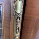 Half-moon buffet with display cabinet in Louis XVI style, marquetry with marble top.