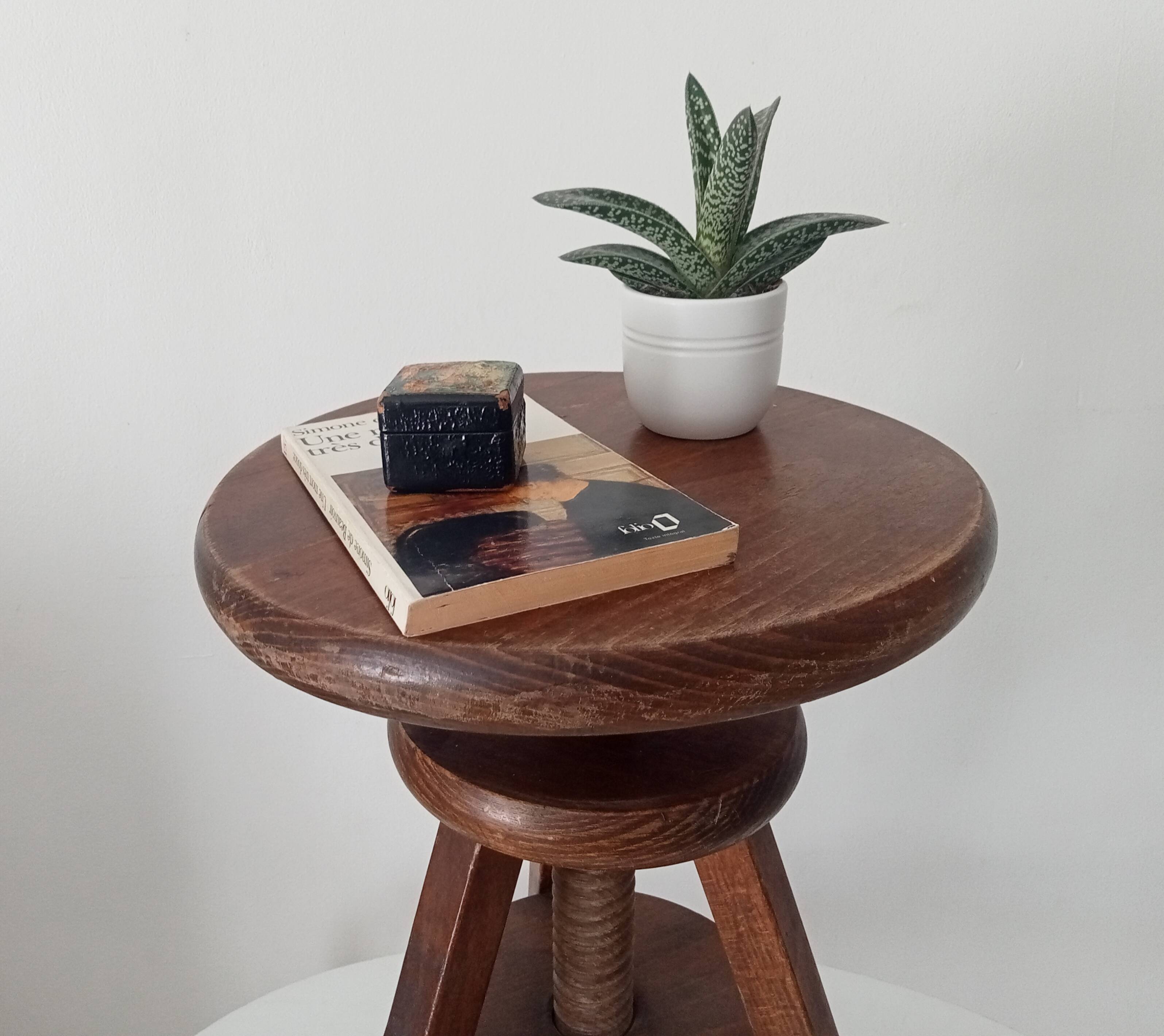 Tabouret de peintre vintage en bois massif