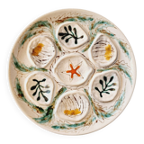Interesting French porcelain oyster dish MBFA Pornic hand-painted marine M.