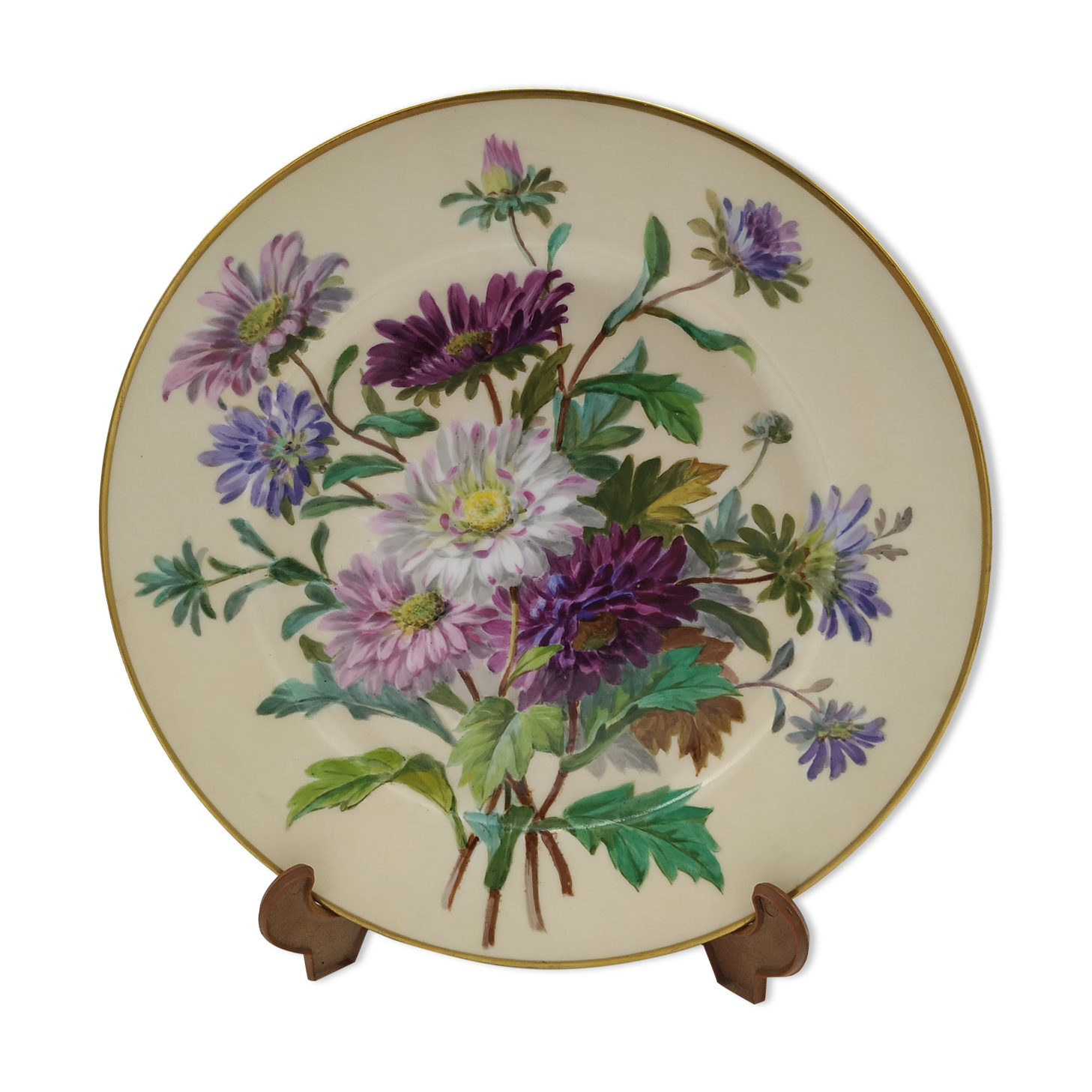Decorative plate of the manufacture of Sèvres bouquet of dalhias