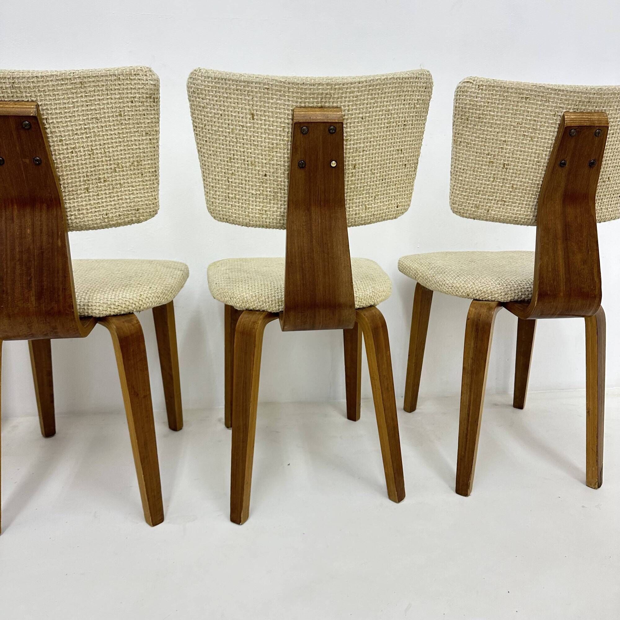 Set of 4 Dutch design by Cor Alons plywood dining chairs , 1960s