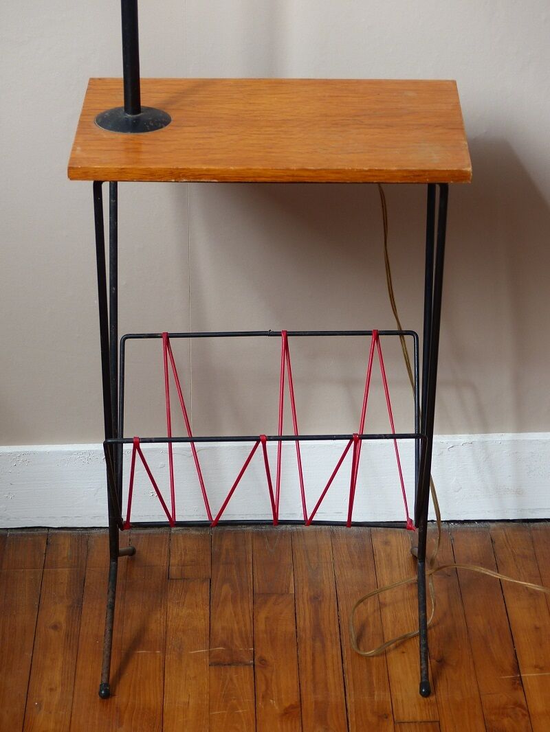 Floor lamp , scoubidou, and black painted metal