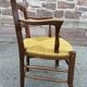 Fauteuil paillé rustique style  louis xv en chêne