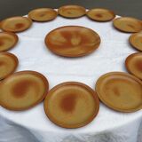Set 12 plates and 1 dish sandstone of Burgundy Sarreguemines