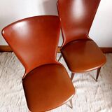 Pair of vintage vinyl chairs with splayed legs