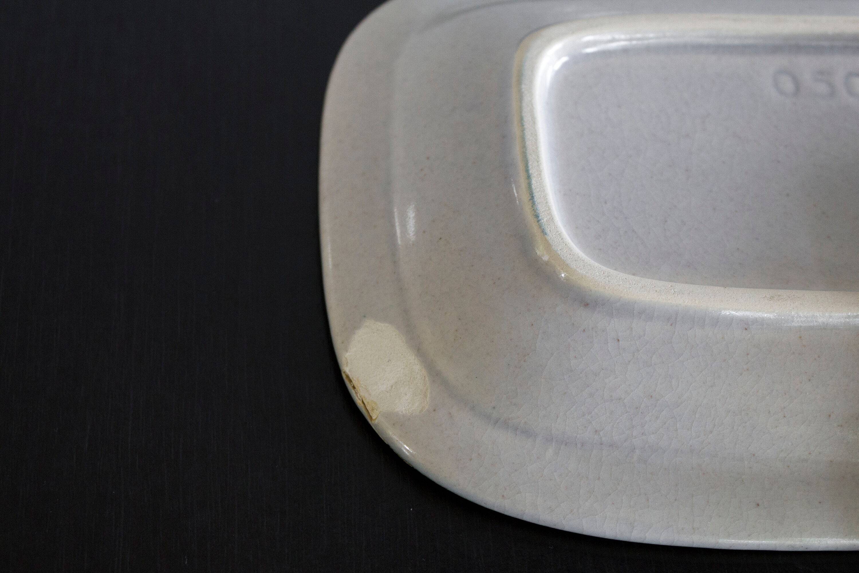2x Meat Dish Mid Century Stoneware, Dishes, Rectangular plates, Ceramic Sca