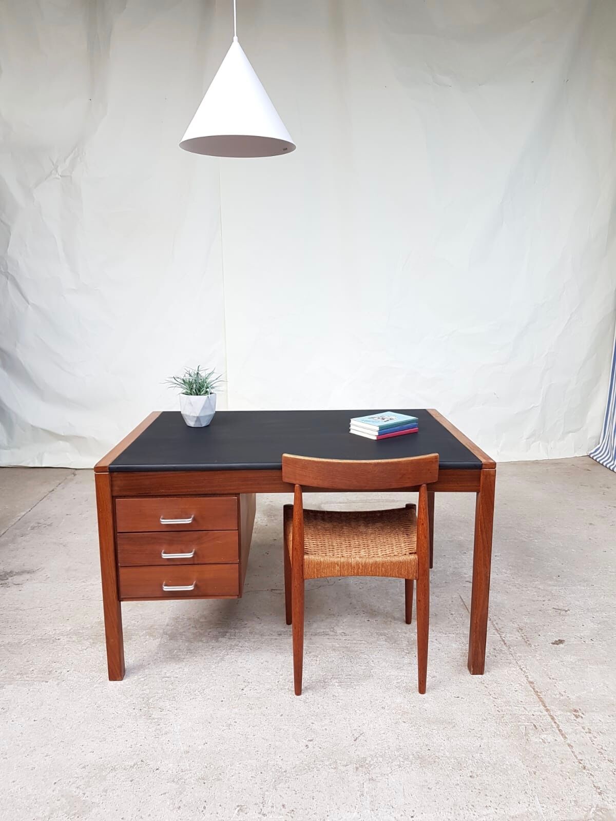 Teak desk with vinyl top
