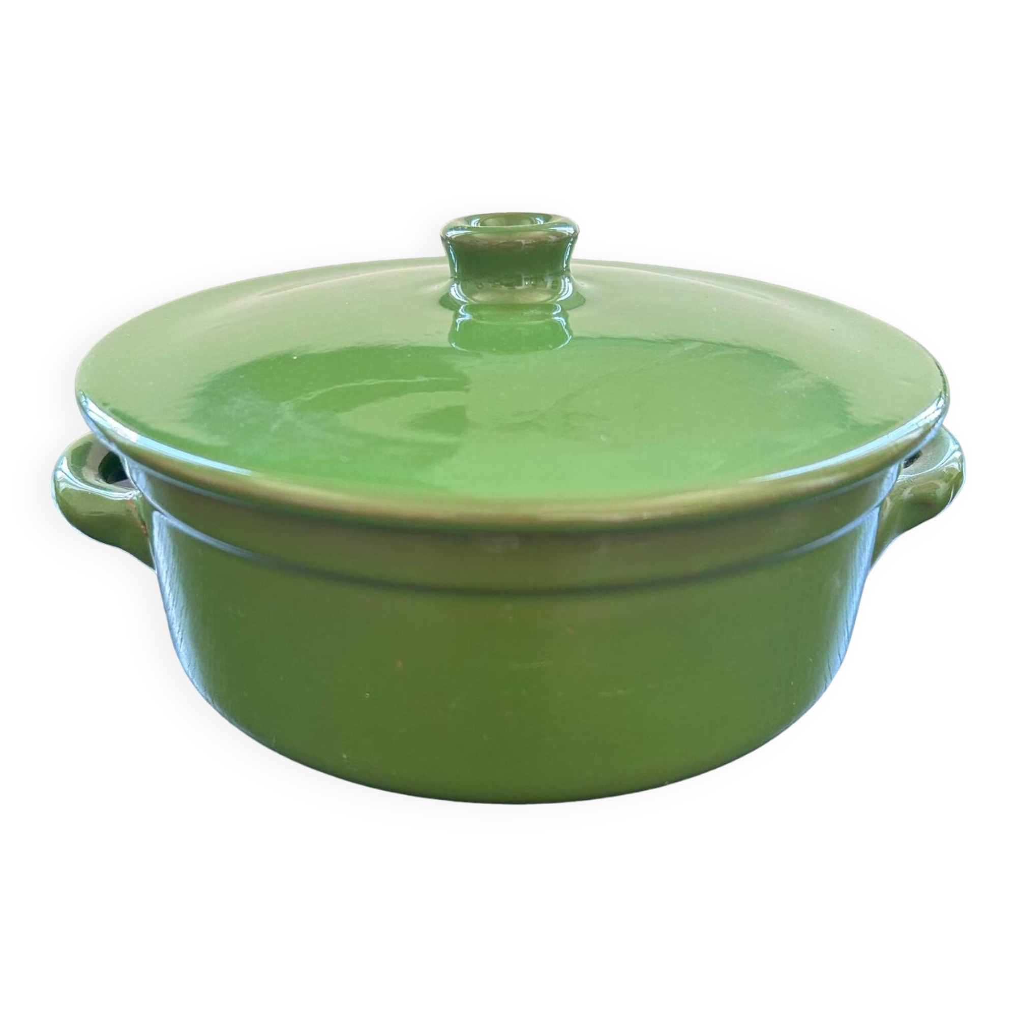 Green ceramic soup tureen