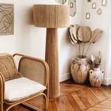 Natural raffia floor lamp