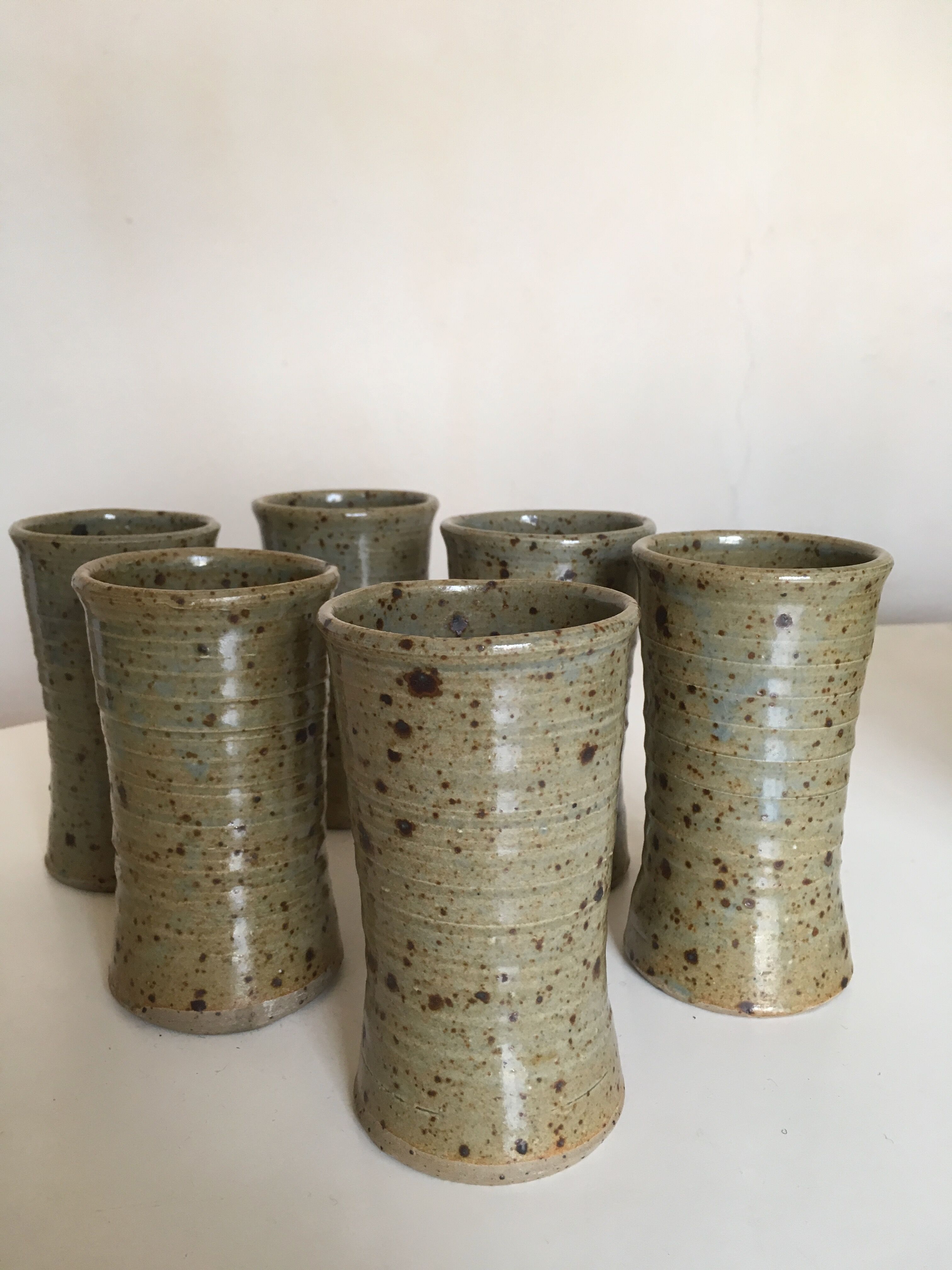 set of potter's pyrity sandstone mugs 1970