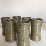 Set de 6 gobelets de grès pyrité atelier potier 1970