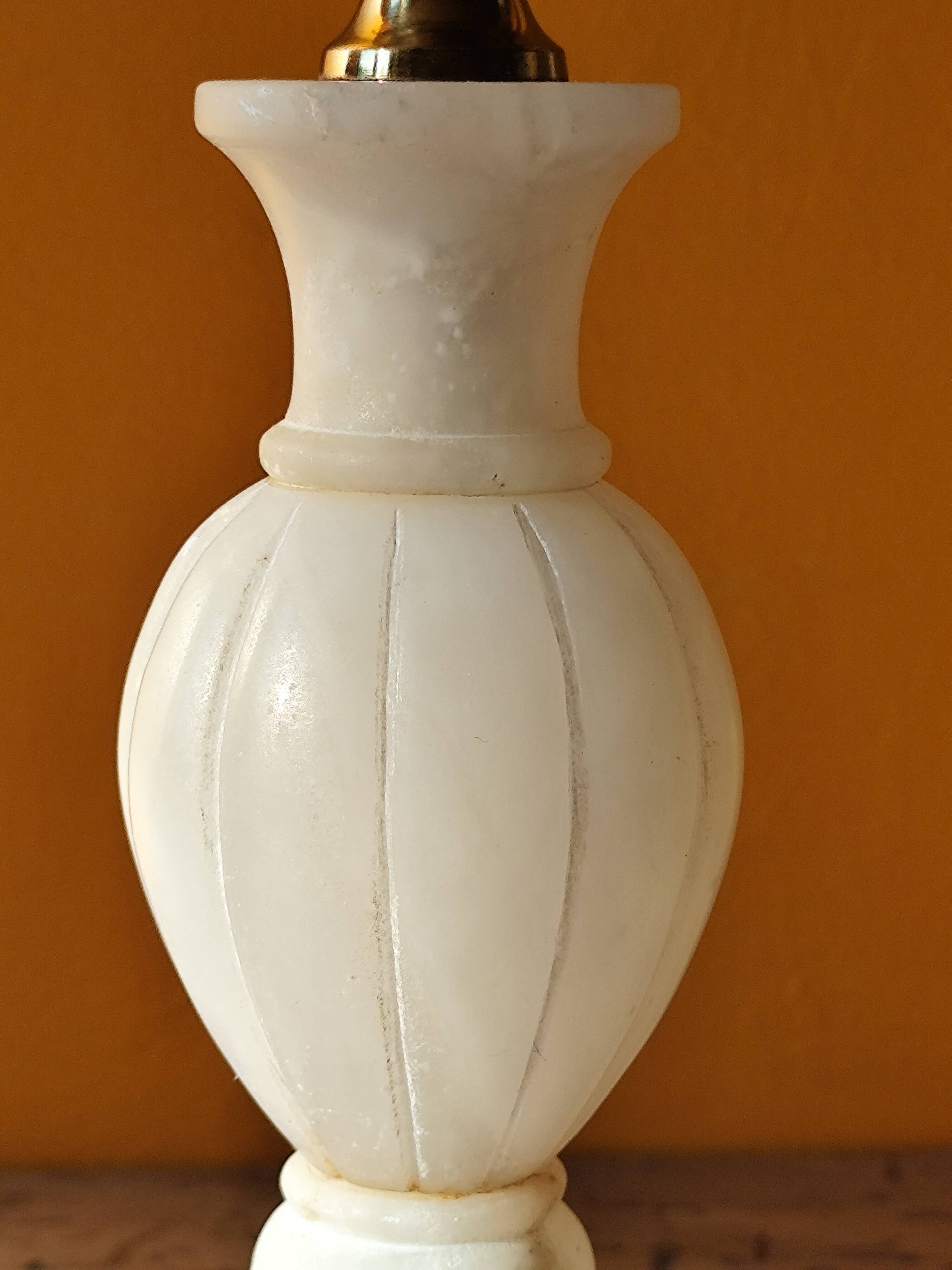 Antique marble lamp base - white stone urn lamp