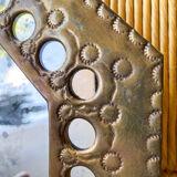 Antique mirror, hexagonal in oriental style brass