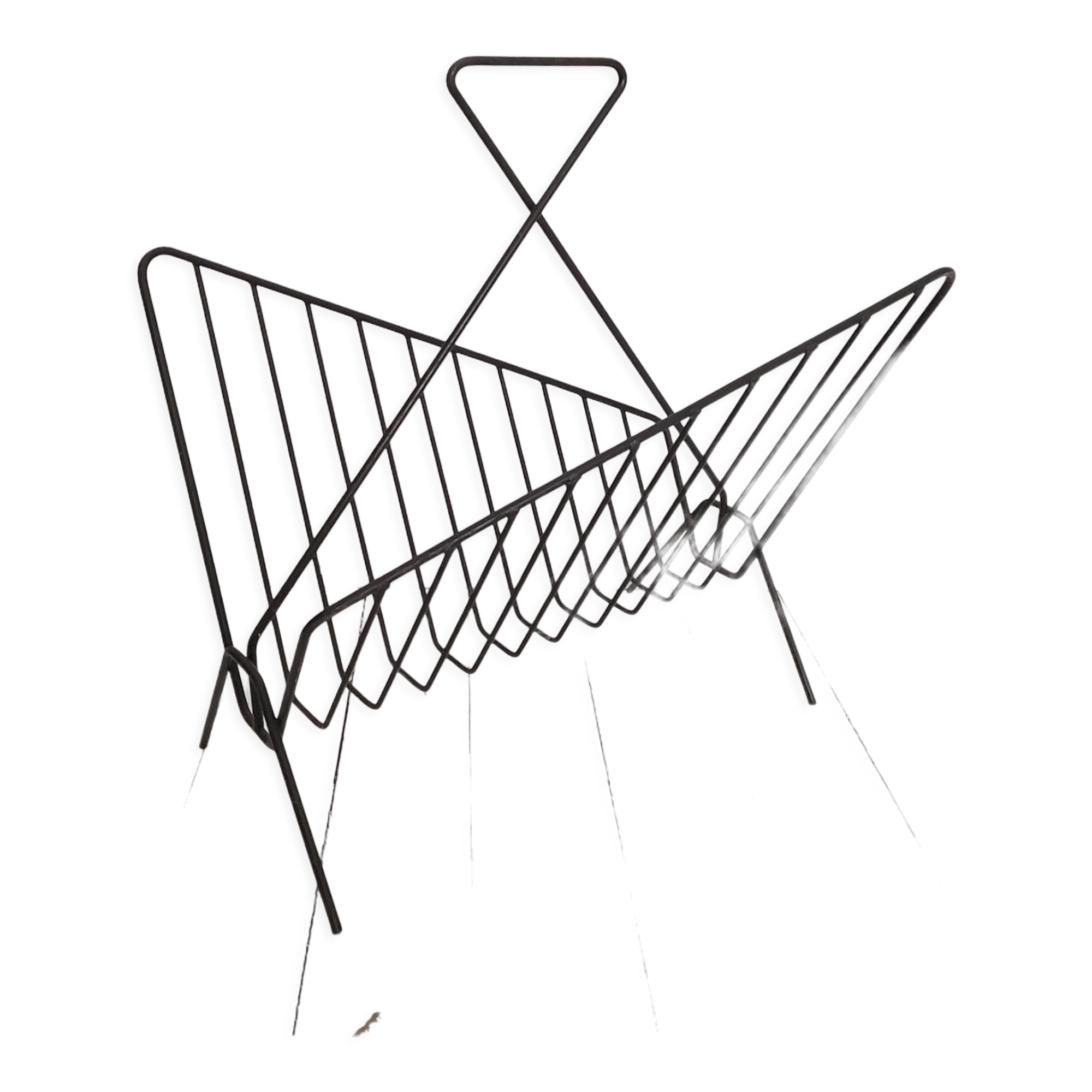 Vintage wrought iron newspaper rack from the 60s