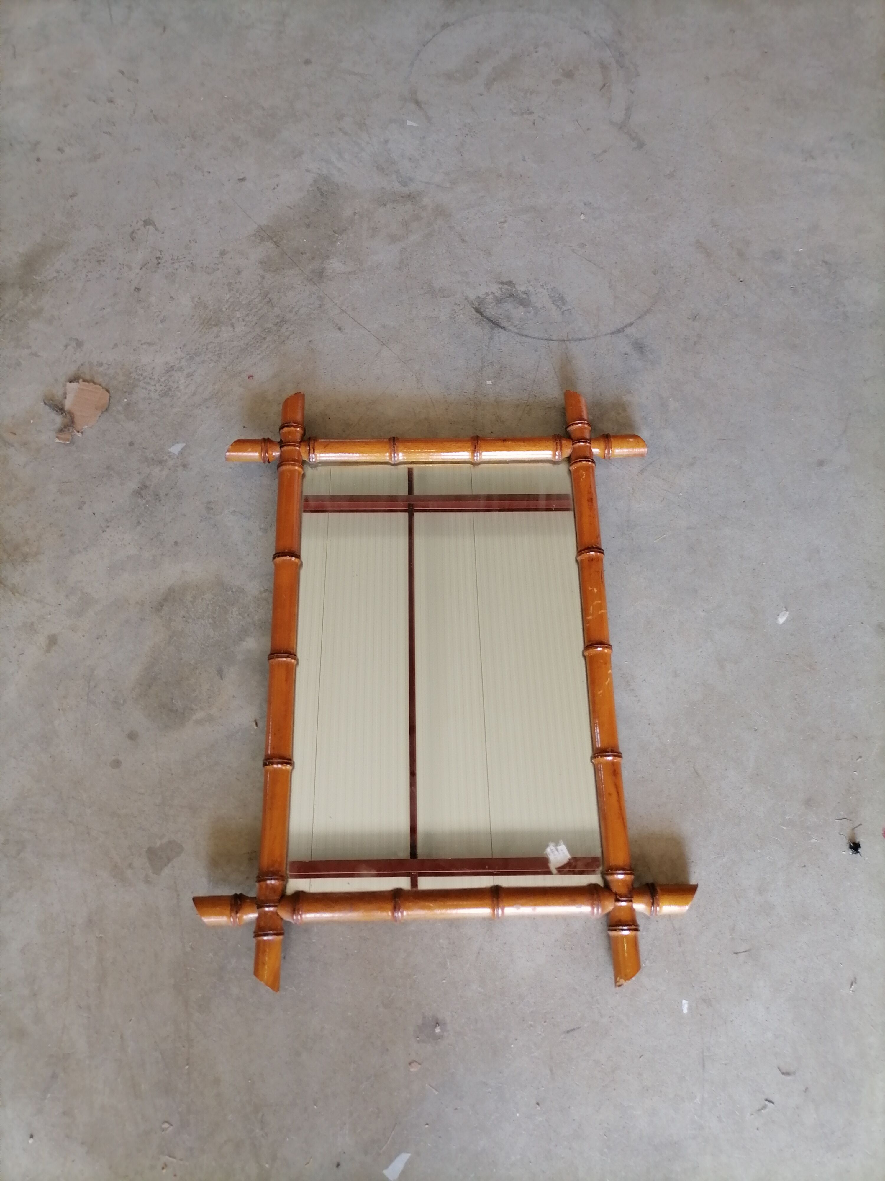 Miroir bambou ancien vintage