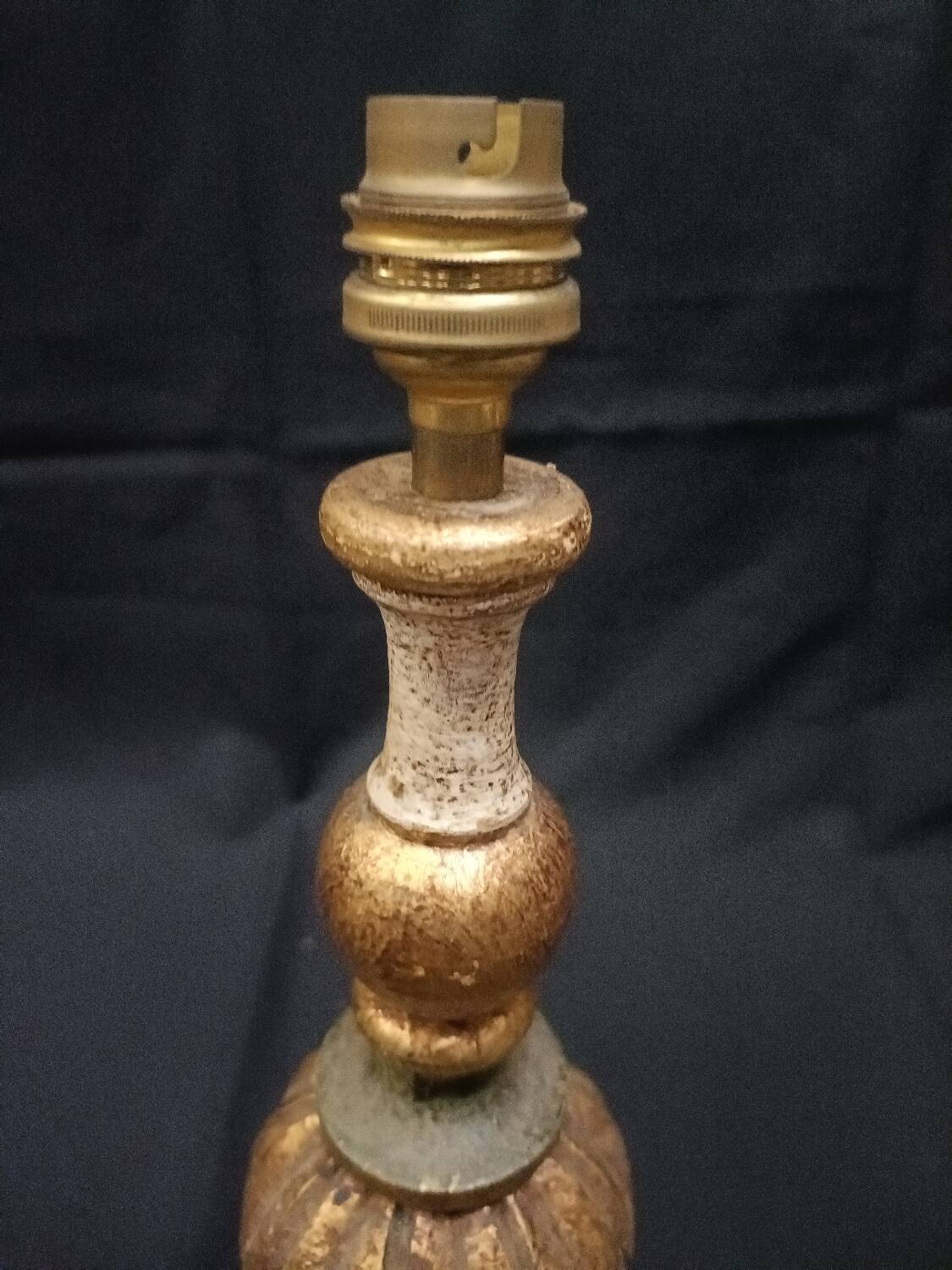 Vintage lamp base in gilded wood