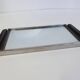 Art Deco mirror plateau in chrome metal and Macassar wood.