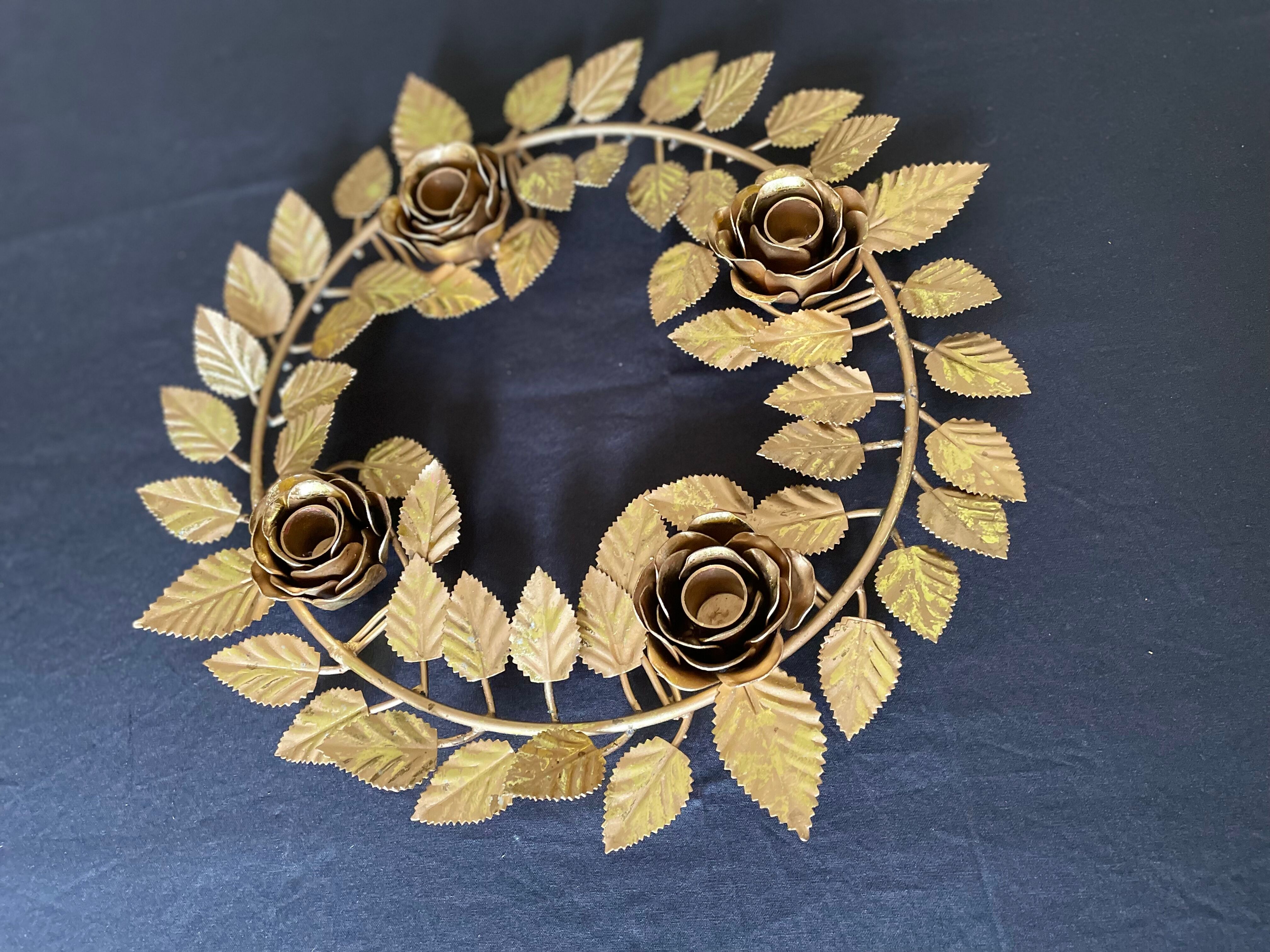 Chandelier crown 4 flames in golden metal