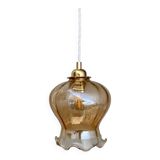 Susspension globe vintage en verre ambré légèrement nacré