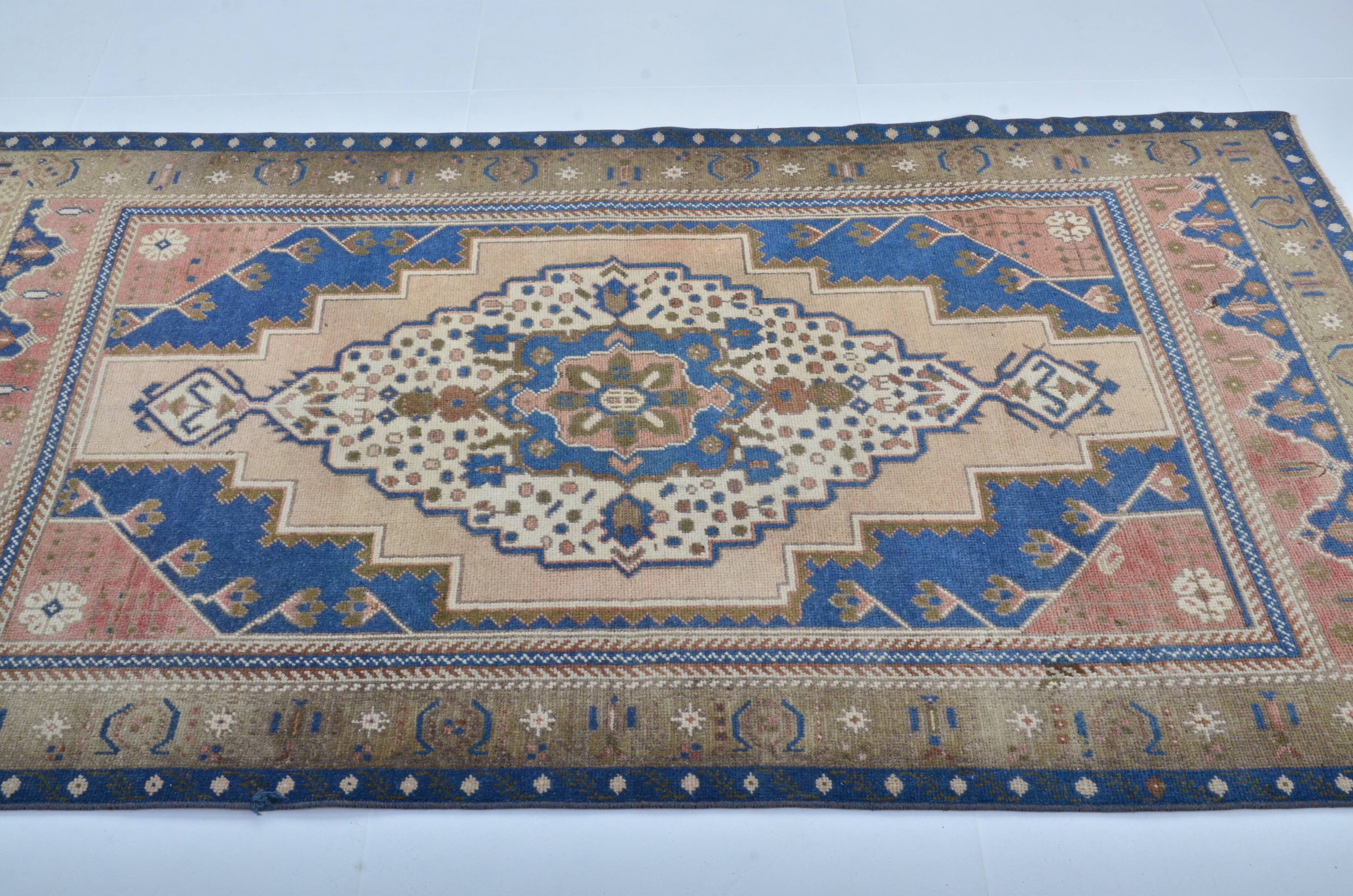 tan and Blue Oushak Turkish Carpet sku 3127