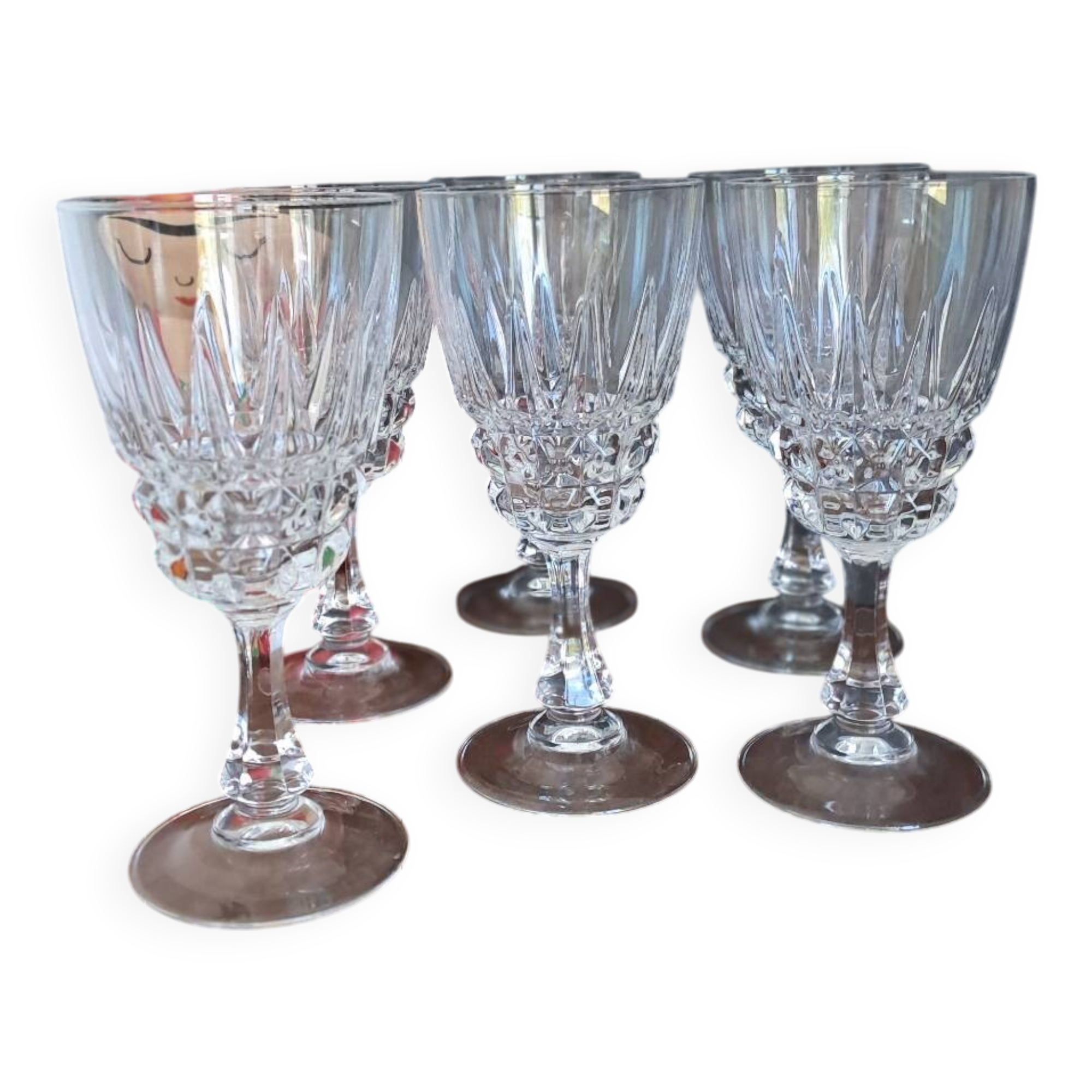 6 new crystal wine glasses from Arques, Pompadour model