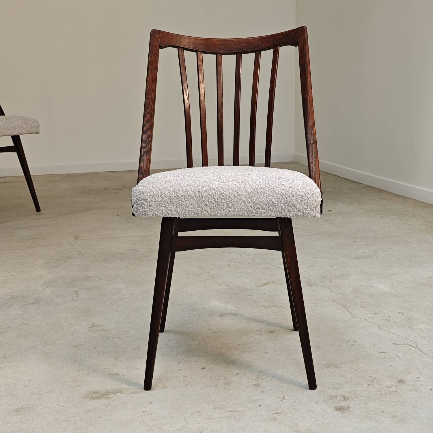 Set of 4 grey bouclette chairs by Antonin Suman