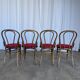 Set of 4 Vintage Bentwood Bistro Chairs, Red Upholstery