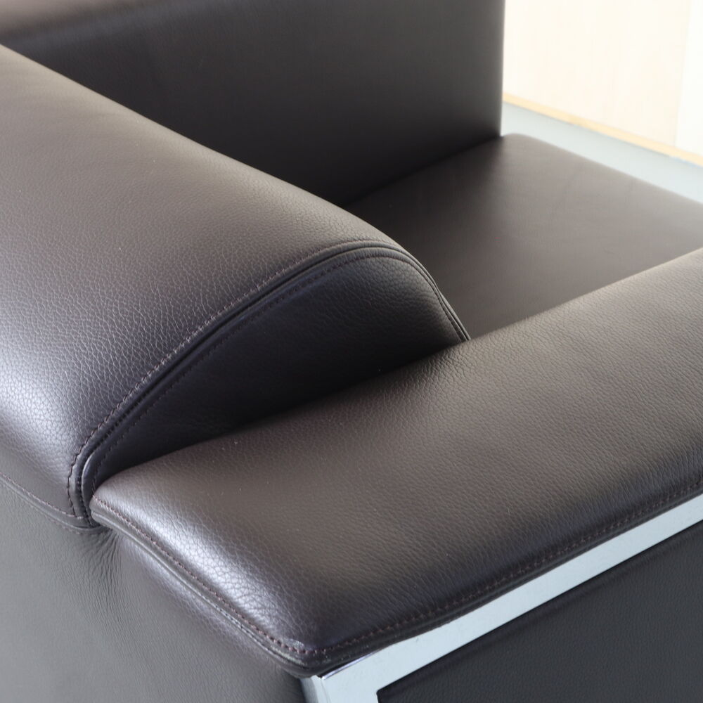 Moroso Steel Leather Lounge Chair, 2000s