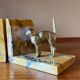 Art deco bookends by Jean Garnier, bronze and marble.