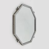 Art Deco octangular mirror in nickeled copper, France ca. 1920