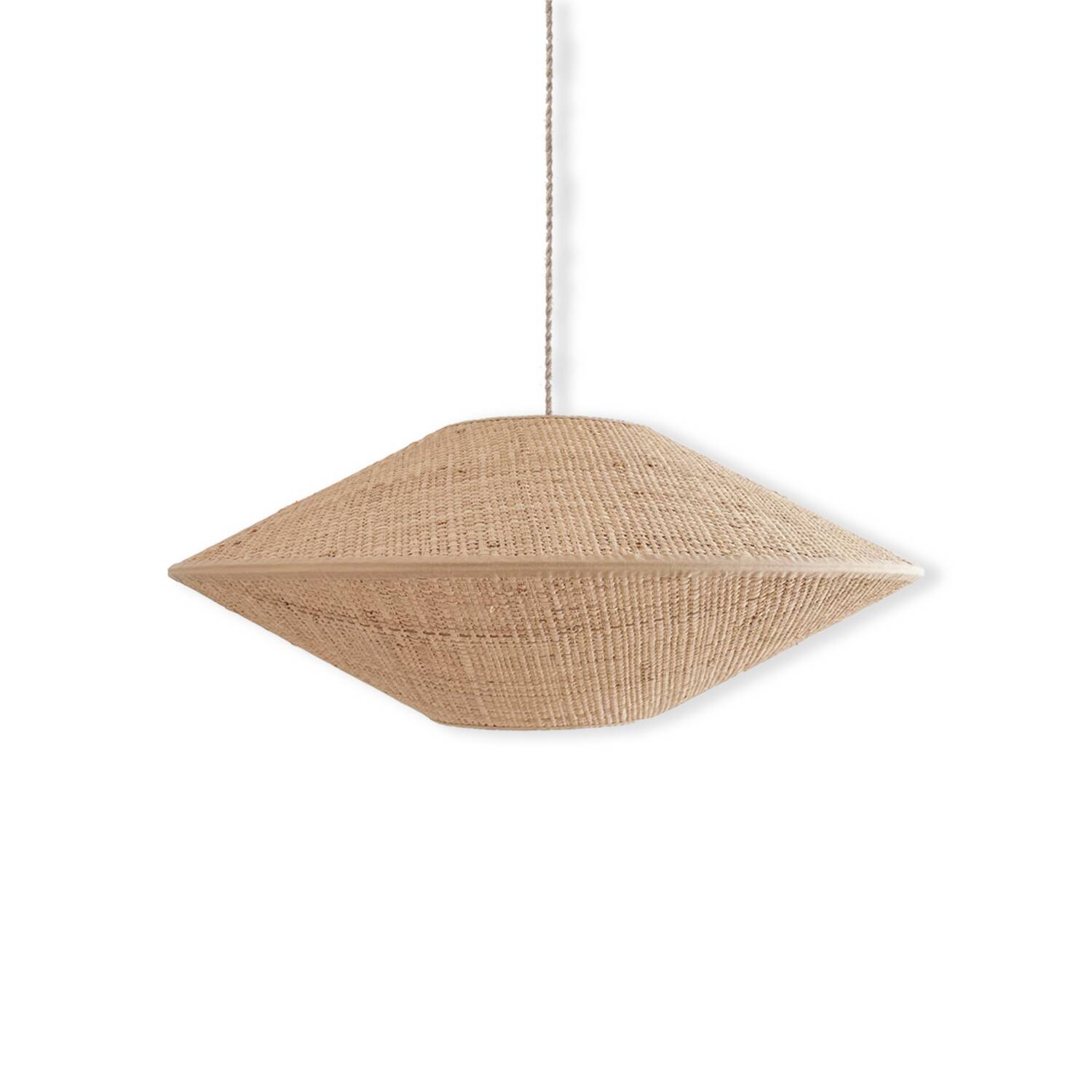 Woven wicker pendant light