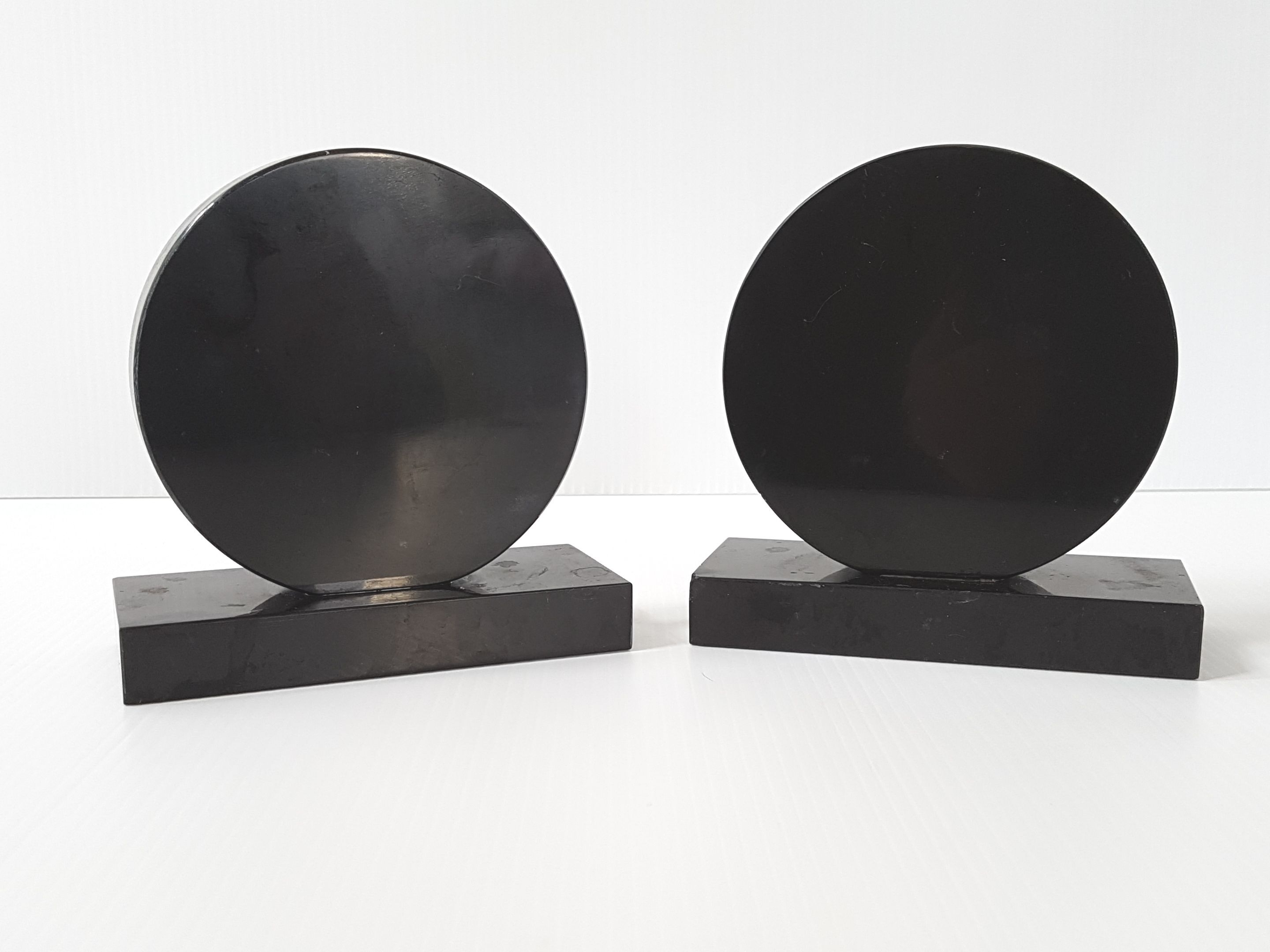 Pair of art deco marble bookends