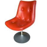 Ensemble de 6 chaises tulipe cuir rouge vif