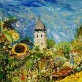 Women’s Island / Chiemsee with monastery and garden, 1994 – Oil painting by Alexander Michael