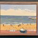 Original Swedish Oil on Canvas – "Day at the Beach" by Mona Starfelt – Signed – Dated 1989 – Framed