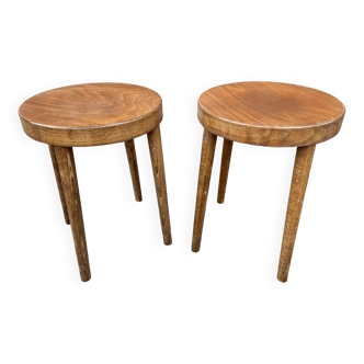 2 vintage Scandinavian Baumann stools, French stool chic 1980