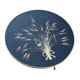 Round coffee table black glass floral brass structure D 60 cm vintage - Brocante Chic