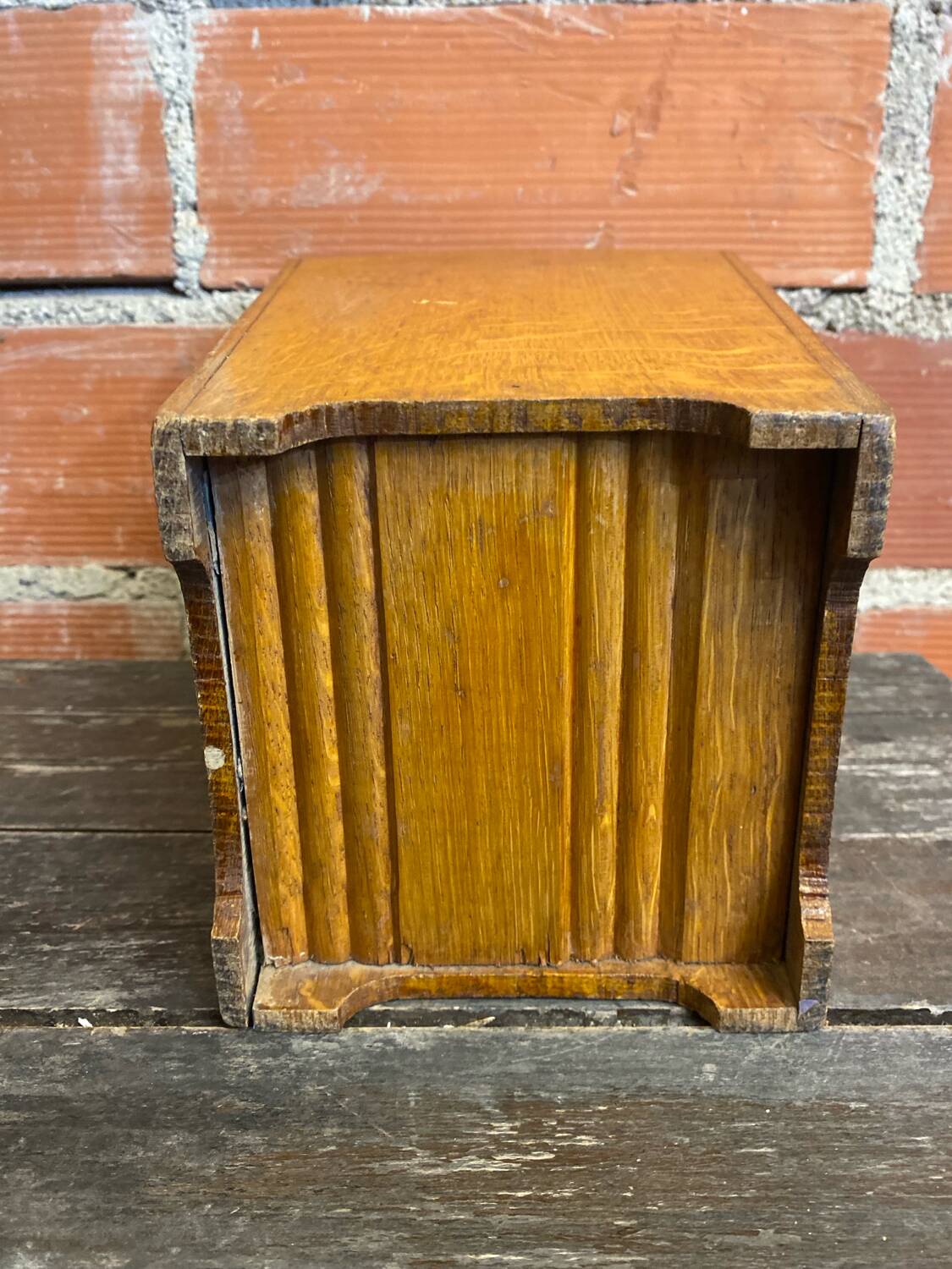 Vintage Wooden Trapezoid Umbrella Stand Basket #D867