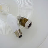 Vintage industrial suspension in glass and metal rod, factory, workshop, garage. Year 50